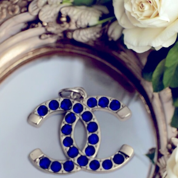 Accessories - Silver and Sapphire stamped CZ Pendant Zipperpull